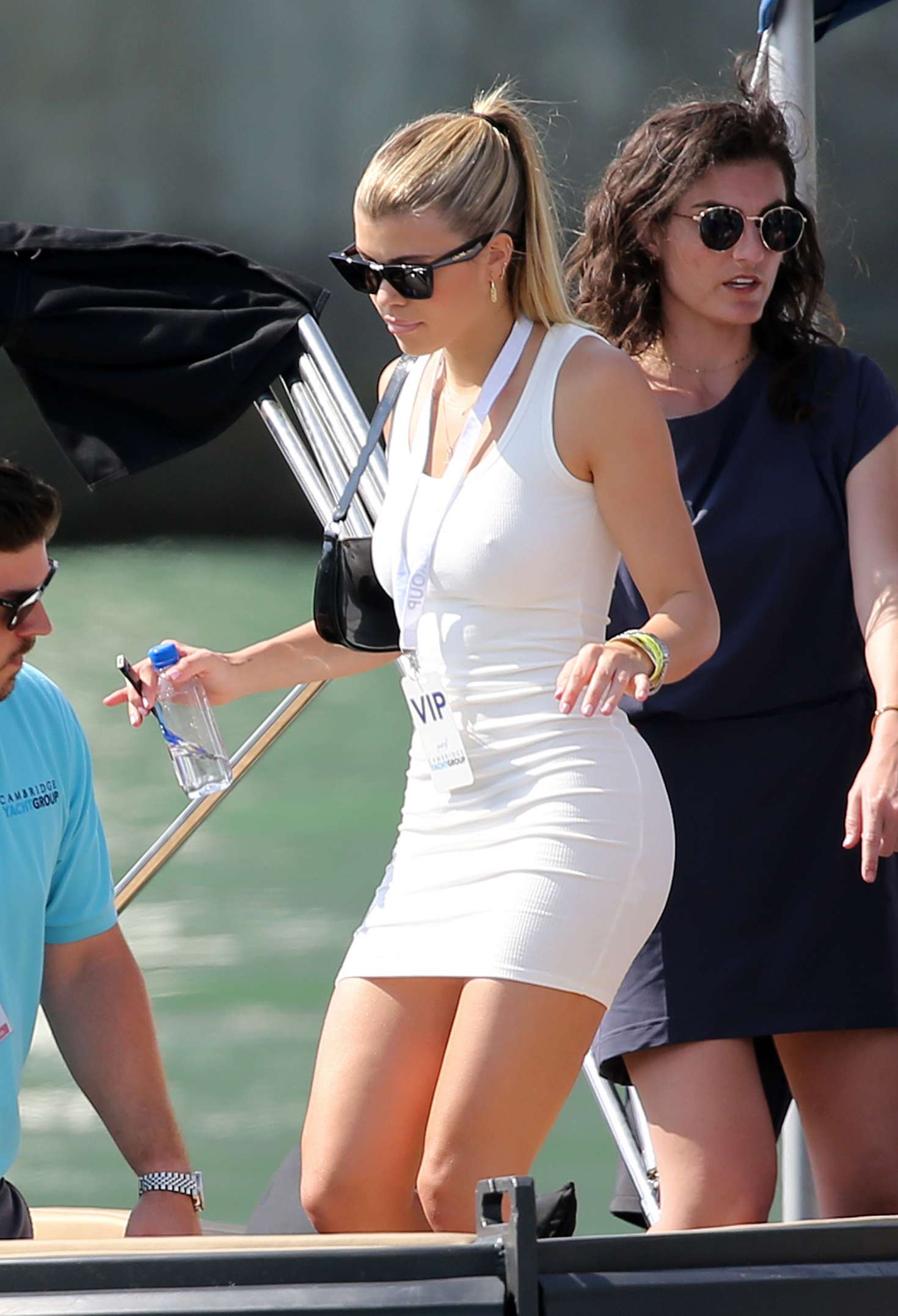 Sofia Richie in White Mini Dress â€“ Attended a yacht show in Miami