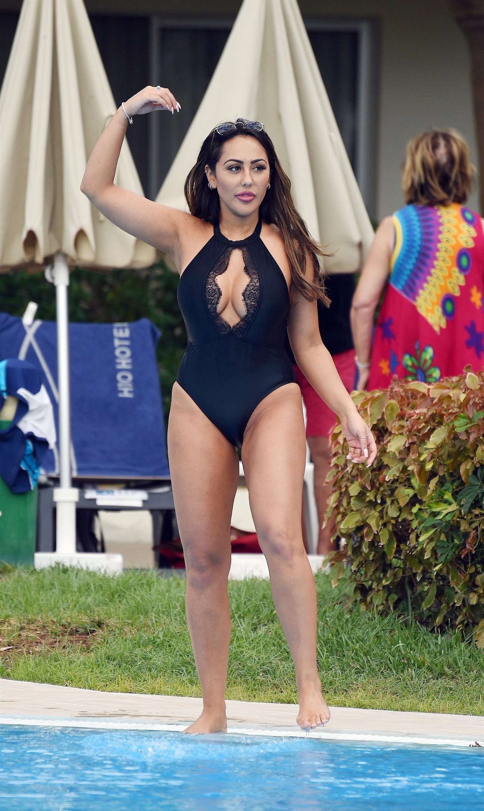 Sophie Kasaei in Black Swimsuit on holiday in Tenerife