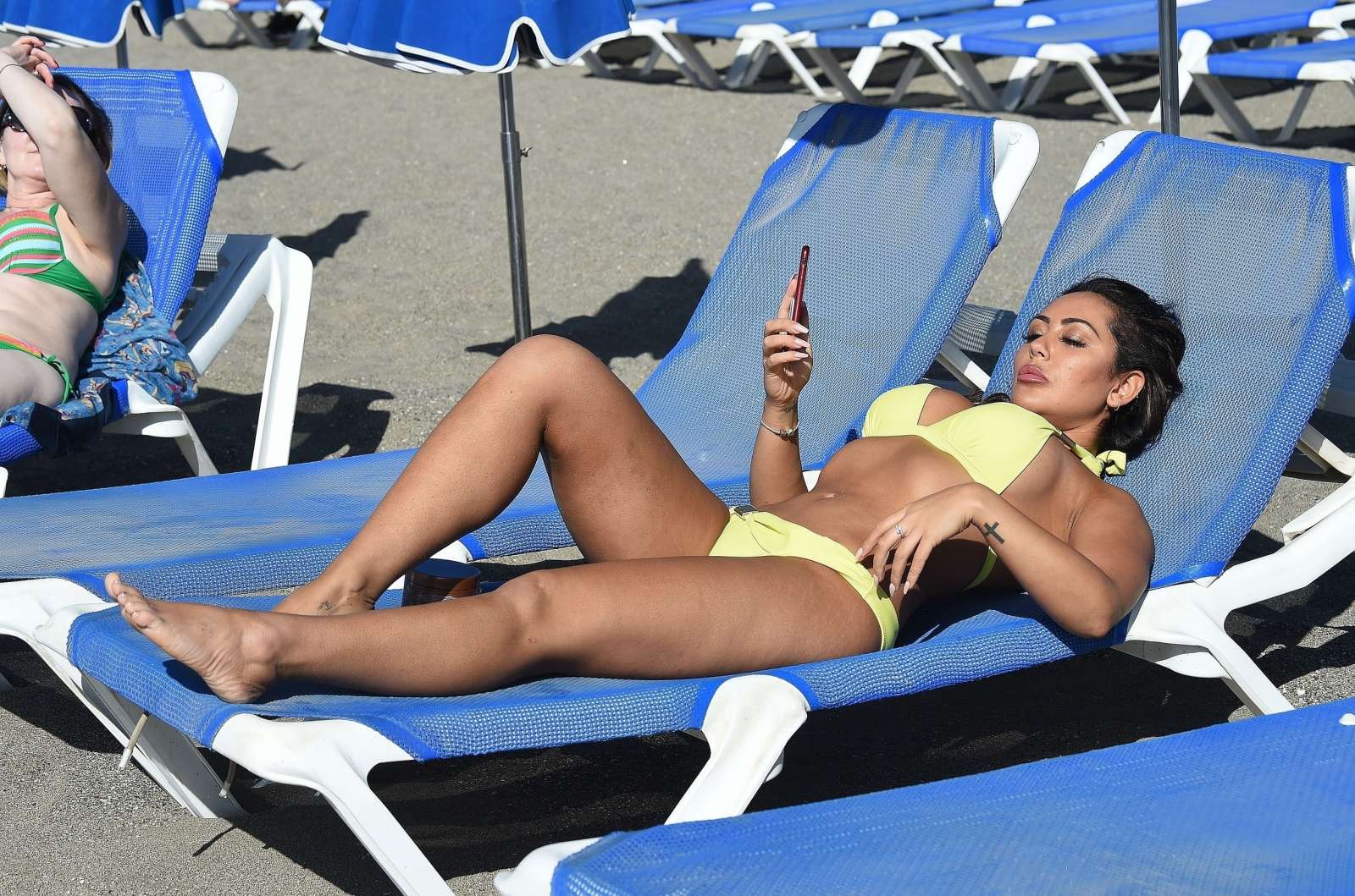Sophie Kasaei in Yellow Bikini on holiday in Lanzarote