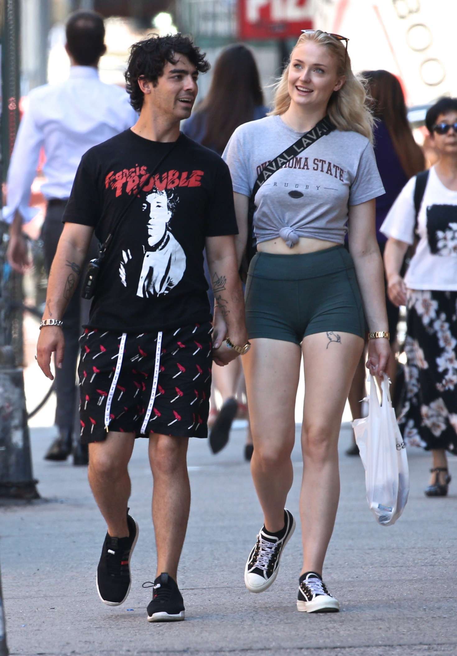 Sophie Turner in Shorts with Joe Jonas â€“ Out in SoHo