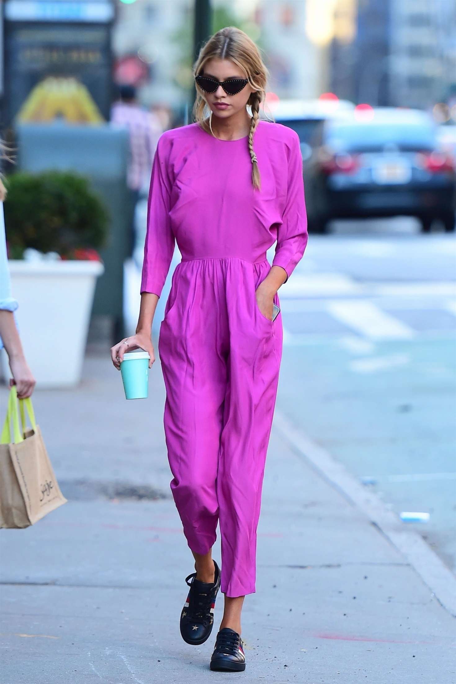 Stella Maxwell in Pink â€“ Out to get a coffee in New York