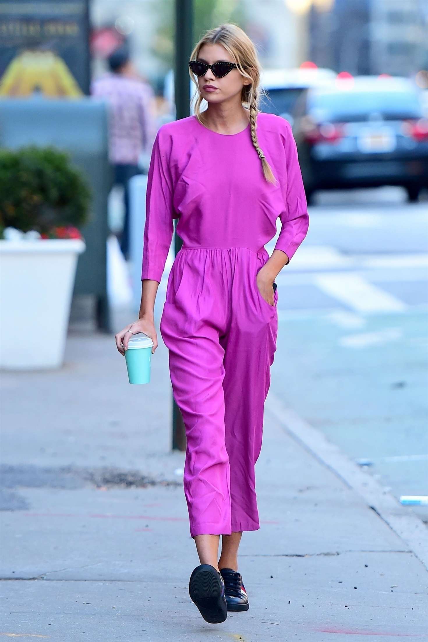 Stella Maxwell in Pink â€“ Out to get a coffee in New York