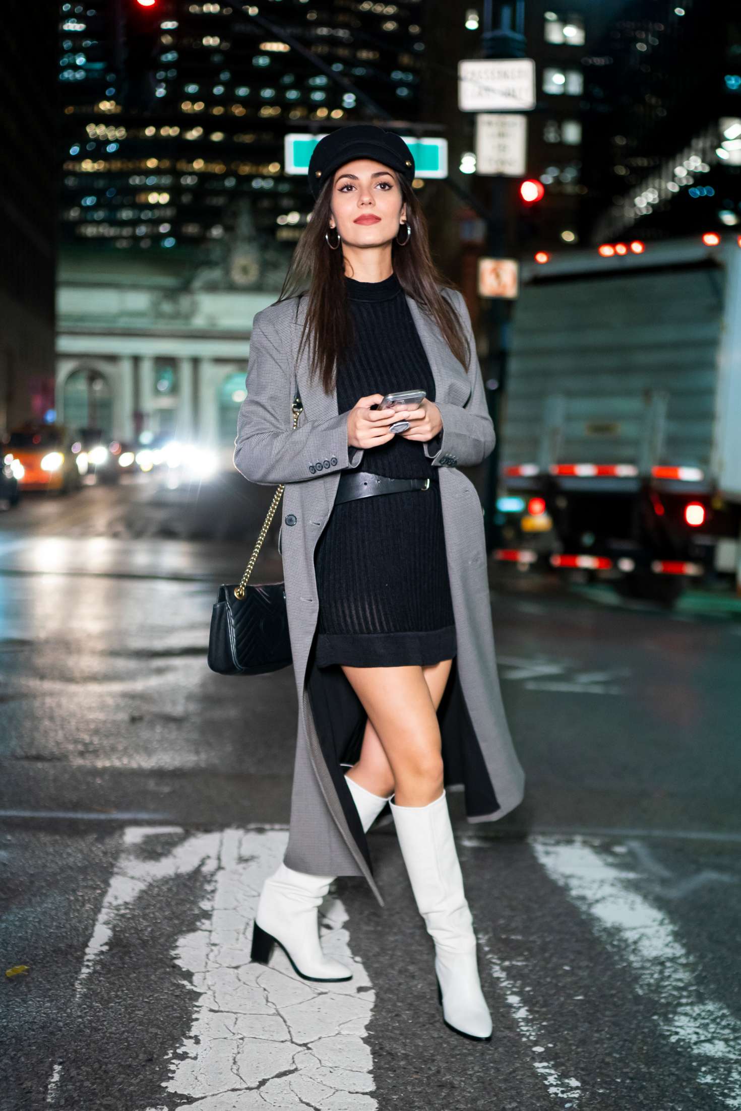Victoria Justice in Black Mini Dress â€“ Out in New York