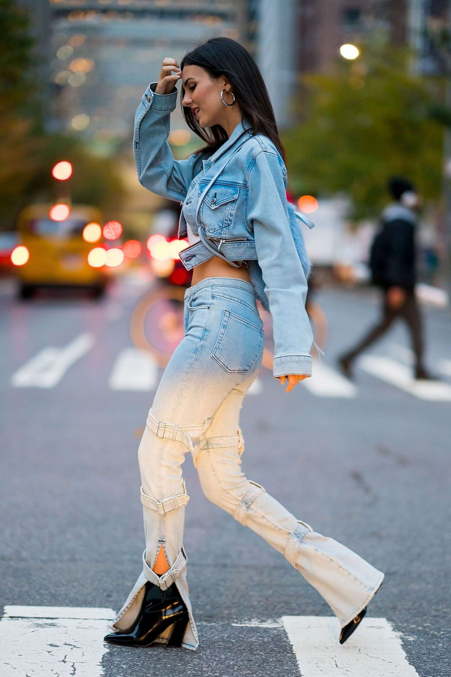 Victoria Justice in Denim Outfit â€“ Out and about in NYC