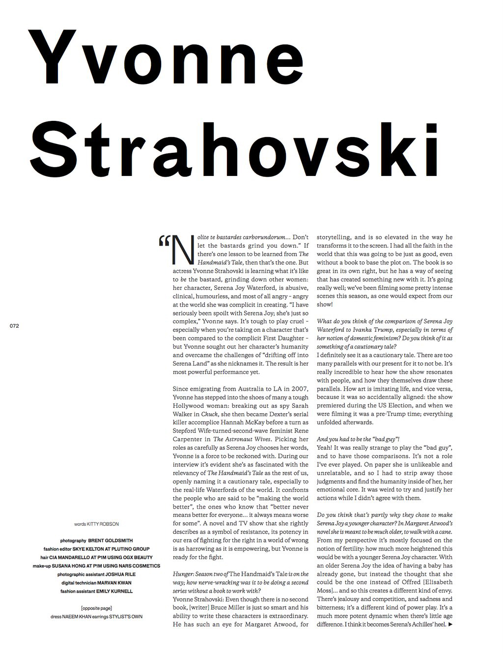 Yvonne Strahovski â€“ Hunter Magazine 2018