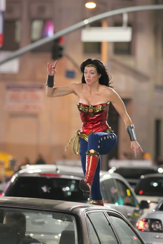 Adrianne Palicki - On the set of Wonder Woman in LA