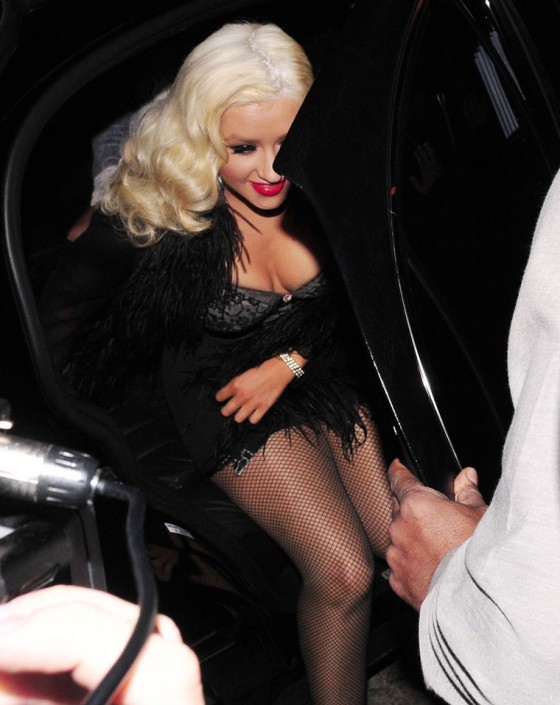 Christina Aguilera  - Cleavage Candids  at The Abbey