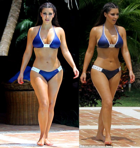 Kim Kardashian in navy white bikini in Dominican Republic
