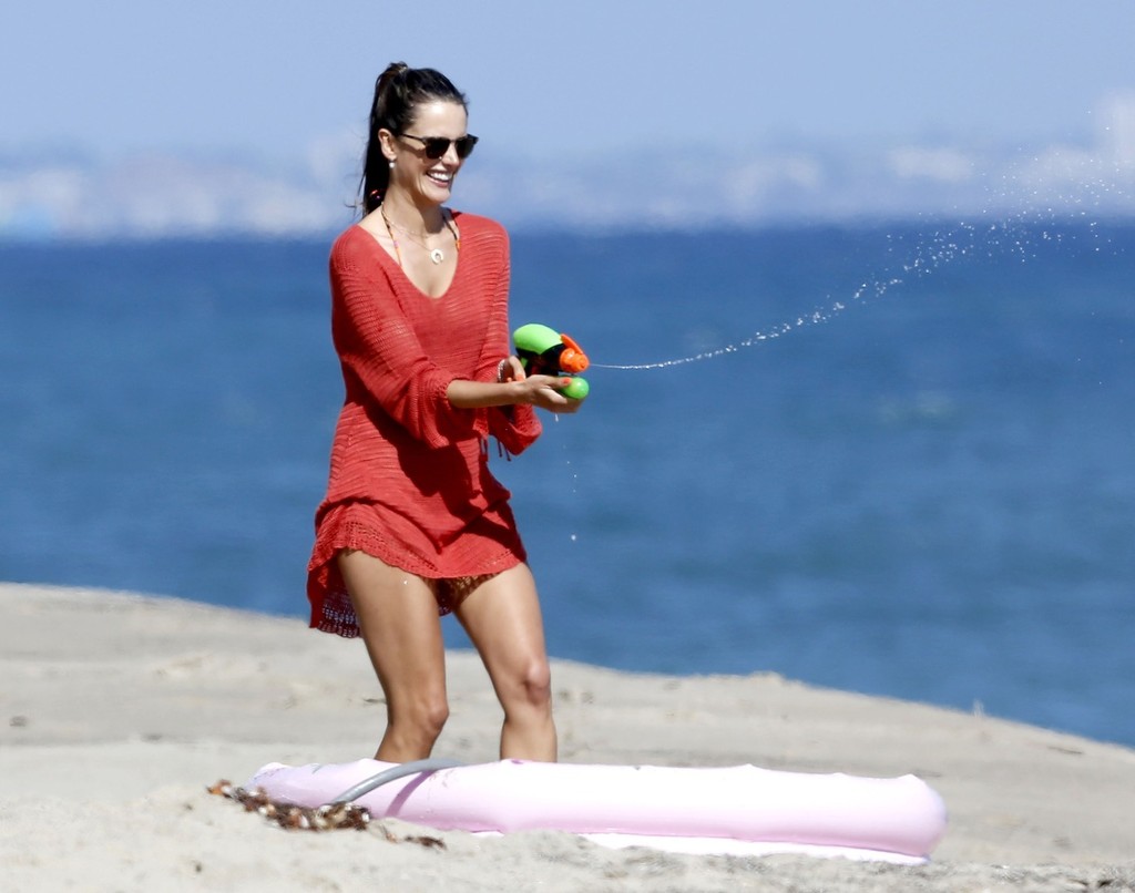 Alessandra Ambrosio in Bikini on the beach in Ibiza