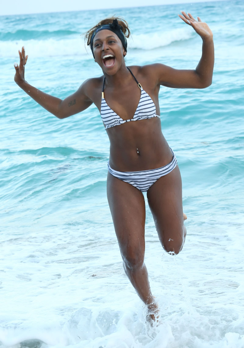 Alexandra Burke in Bikini at the beach in Miami.