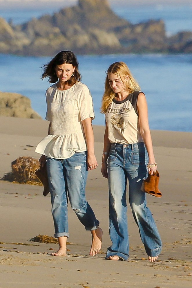Aly and AJ Michalka in Jeans at Beach in Malibu