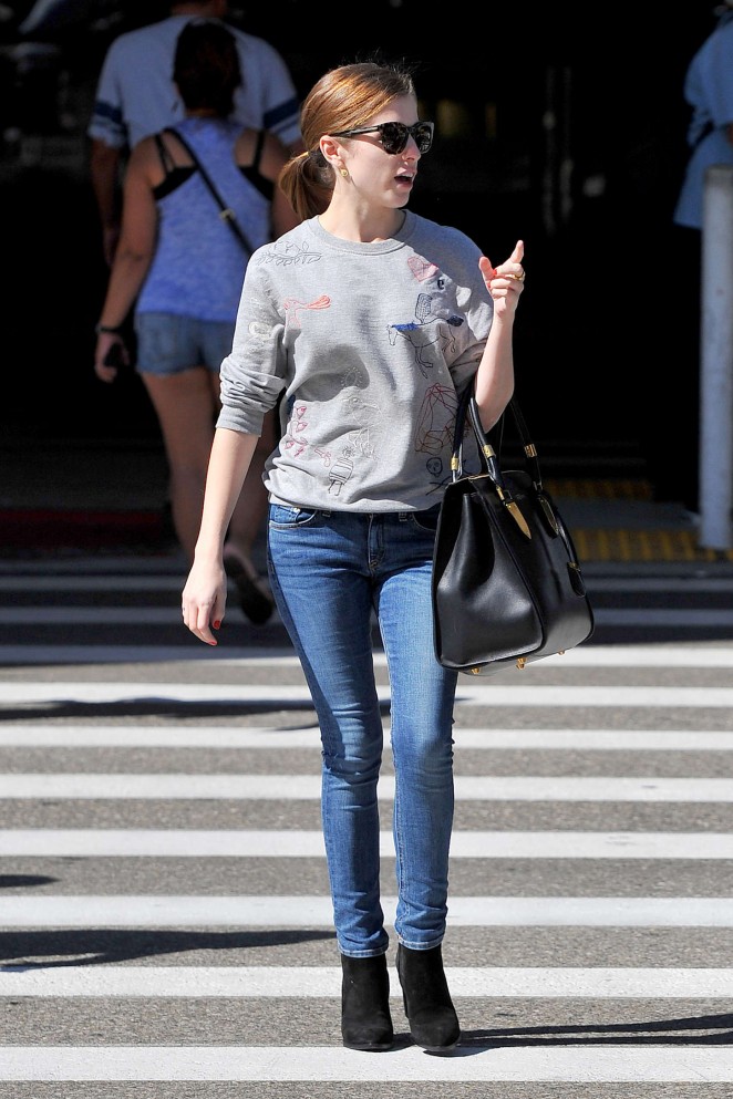 Anna Kendrick in Jeans at LAX Airport in LA