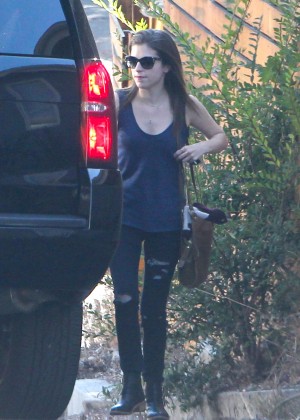 Anna Kendrick in Ripped Jeans Leaving Her House in LA