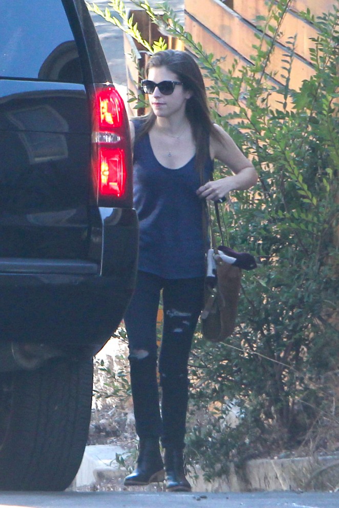 Anna Kendrick in Ripped Jeans Leaving Her House in LA