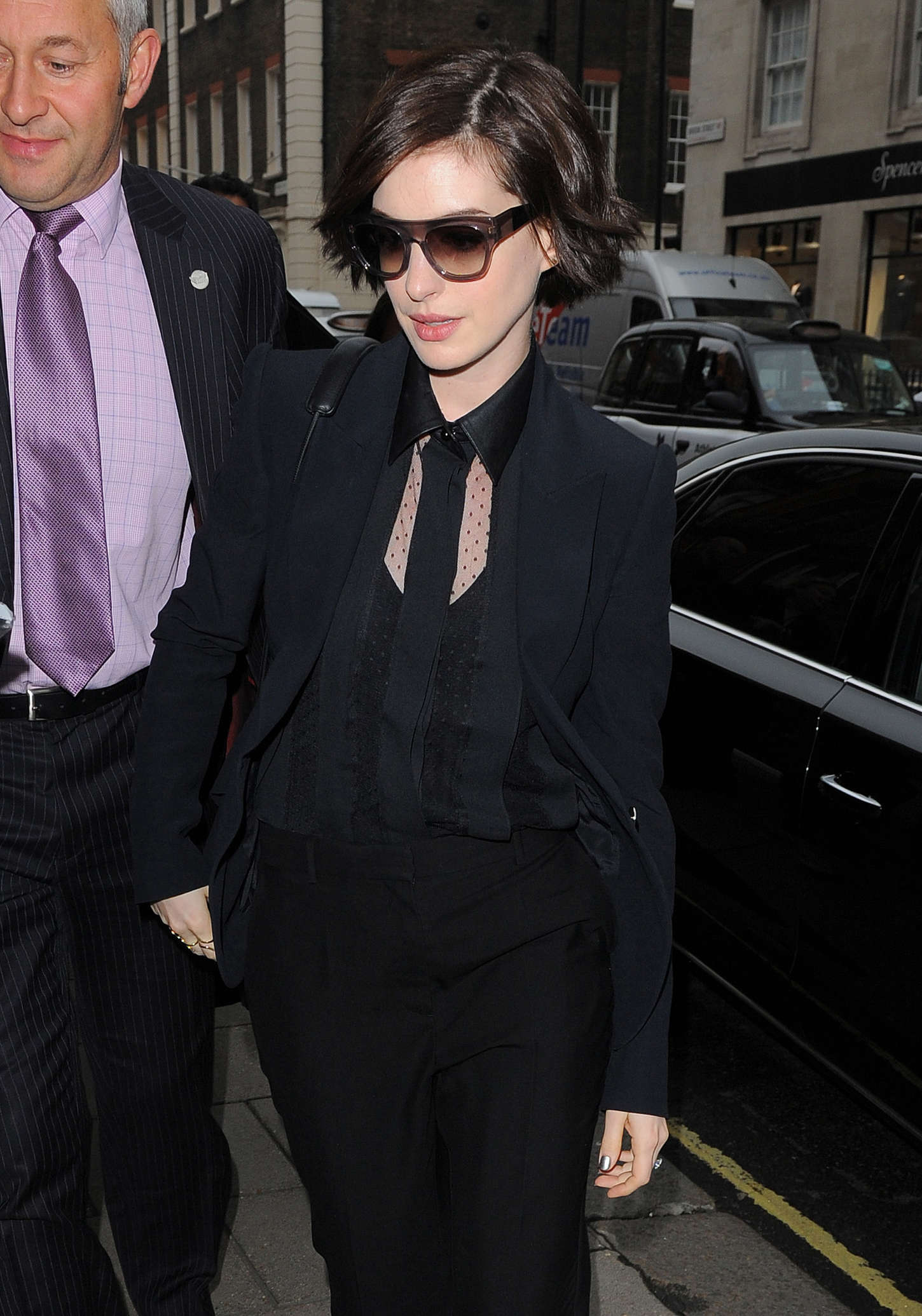 Anne Hathaway in Black Suit -04 | GotCeleb