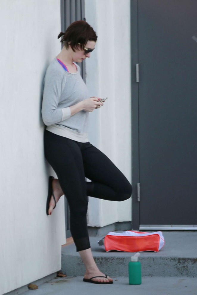 Anne Hathaway in Spandex Out in West Hollywood
