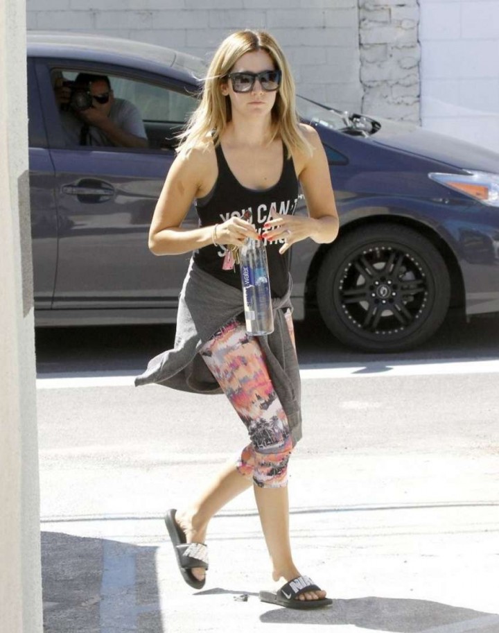 Ashley Tisdale in Tight Leggings Goes to Her Pilates Class in Studio City