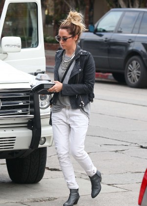 Ashley Tisdale in White Jeans Shopping in West Hollywood