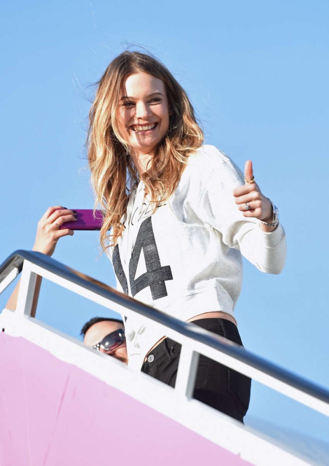Behati Prinsloo - Departing For the London For 2014 Victoria's Secret Fashion Show
