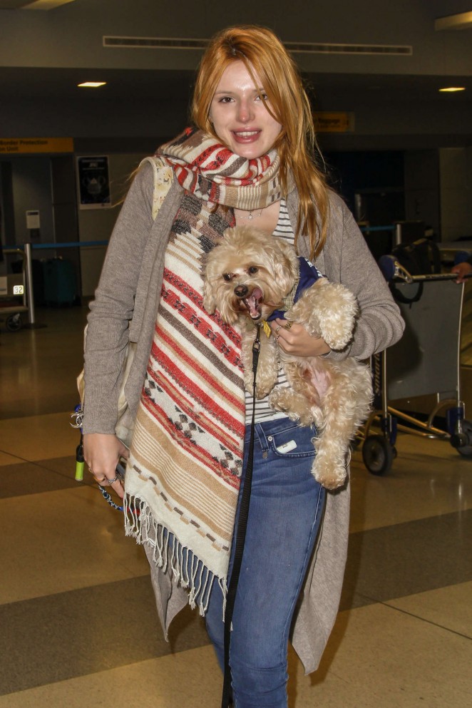 Bella Thorne in Jeans at JFK Airport in NYC