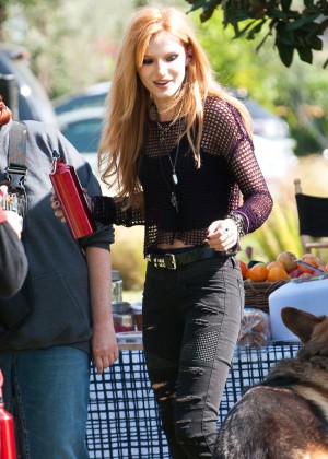 Bella Thorne in Ripped Jeans Filming “Mostly Ghostly 2” in LA – GotCeleb
