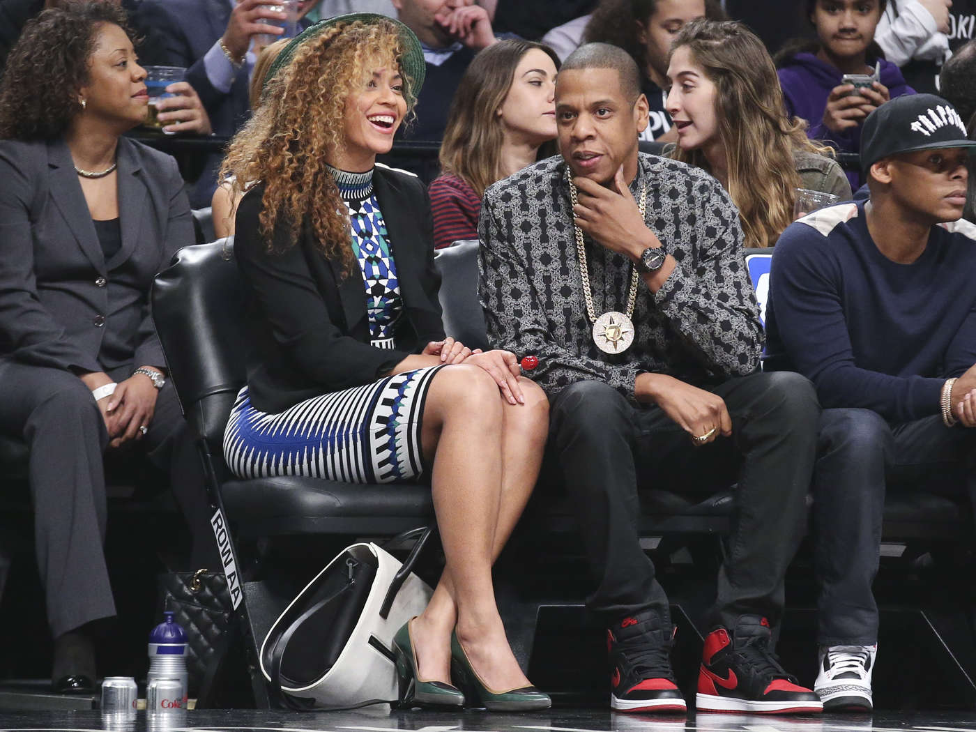 Beyonce Knowles 2014 : Beyonce Knowles Leggy at Brooklyn Nets Basketball Game -03