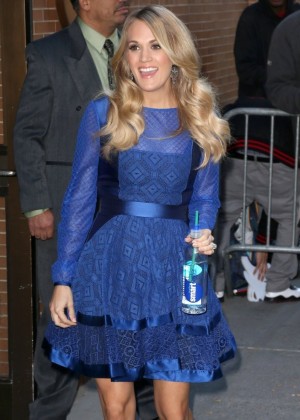Carrie Underwood in Blue Dress at ABC Studios in NYC