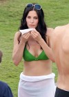Courteney Cox In Green Bikini On Set Of Cougar Town In Hawaii.