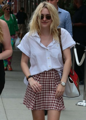 Dakota Fanning in Mini Skirt out in SoHo in NYC