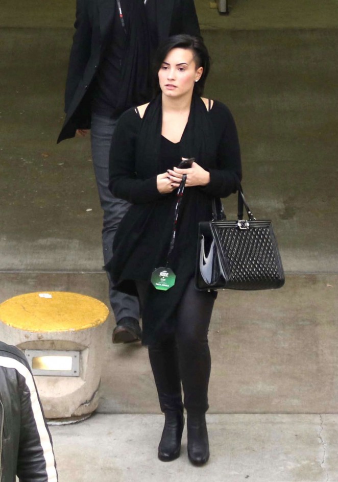 Demi Lovato in black Out in Los Angeles