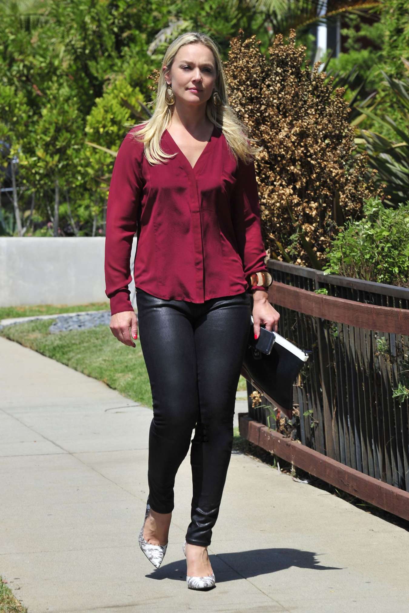 Elisabeth Rohm in Leather Pants Out in Santa Monica. 