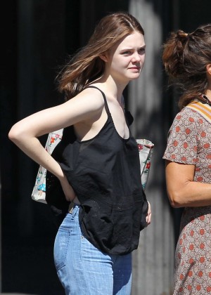 Elle Fanning in Jeans Out in Studio City