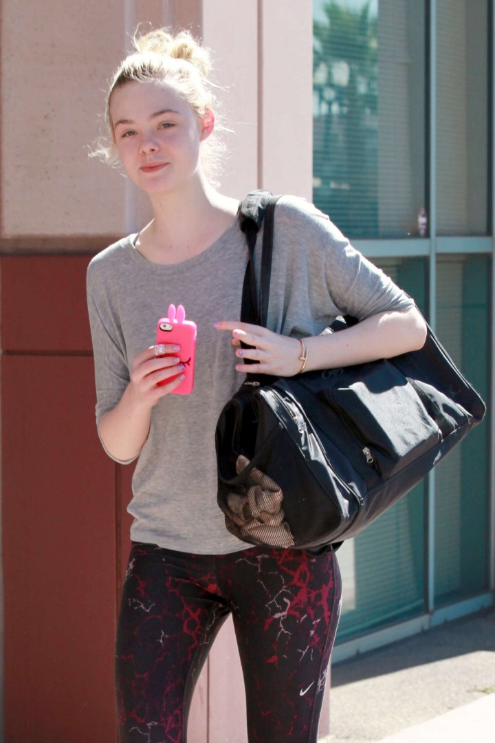 Elle Fanning in tights heading to dance class in Studio City