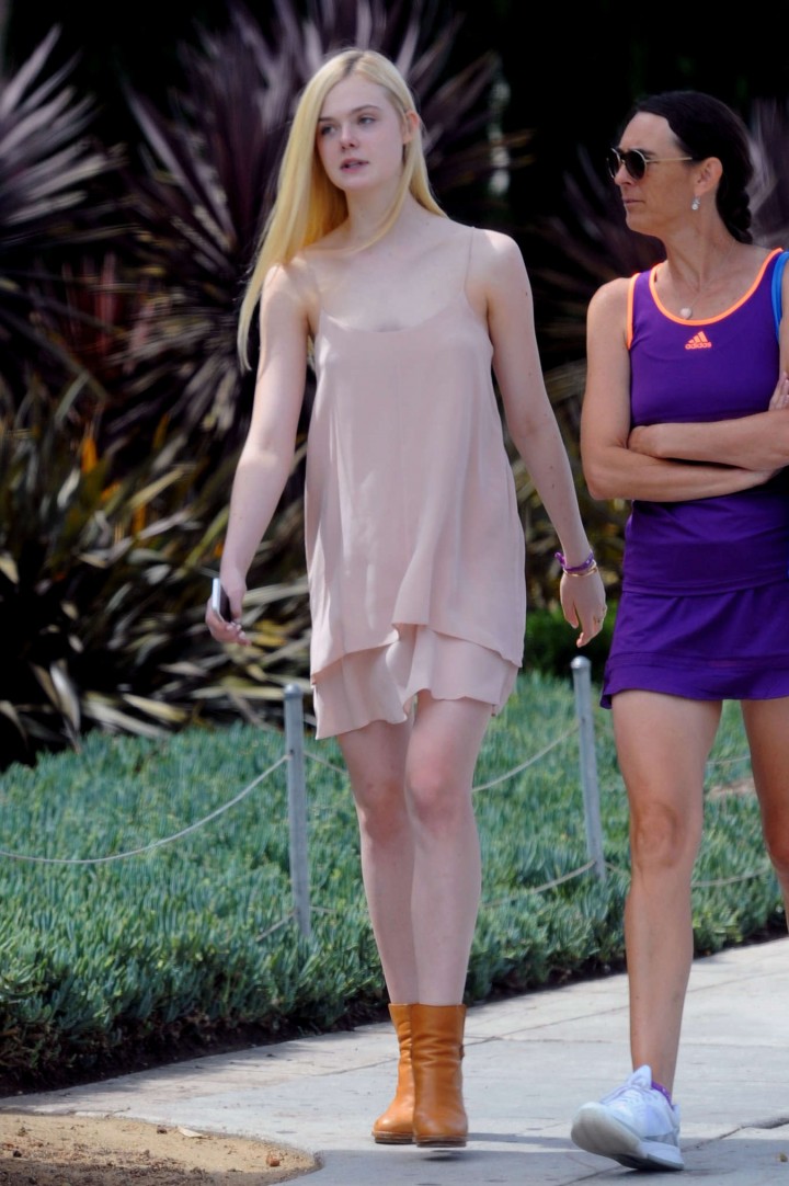 Elle Fanning on Short Dress out in Santa Monica