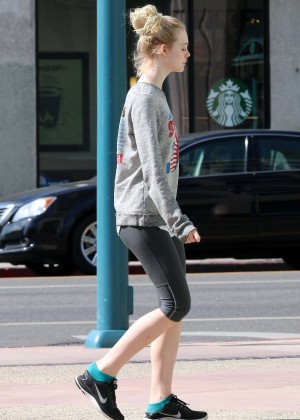 Elle Fanning in Black Tights out in North Hollywood