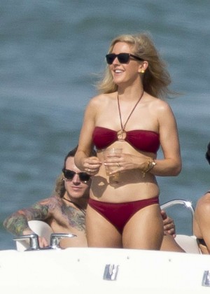 Ellie Goulding in Red Bikini on a yacht in Miami