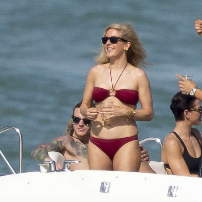 Ellie Goulding in Red Bikini on a yacht in Miami