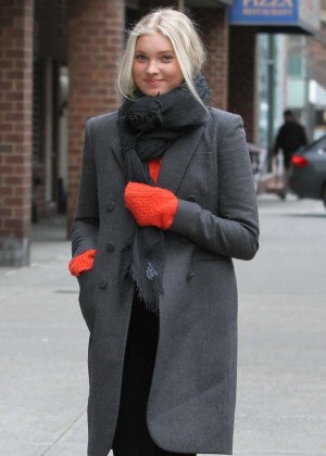 Elsa Hosk in Coat out in NYC