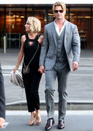 Elsa Pataky with husband Leaving the Foxtel Season Launch in Sydney