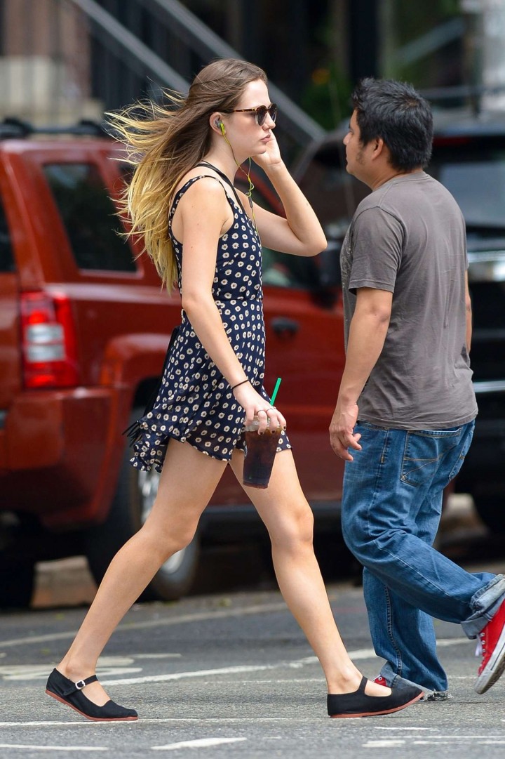 Emily Meade in Short Dress Out in Manhattan