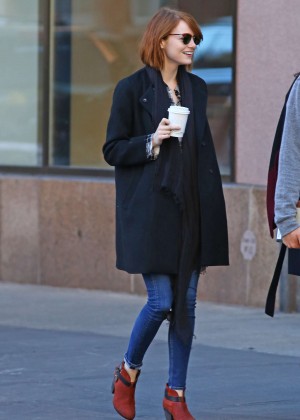 Emma Stone in Jeans out and about in NYC
