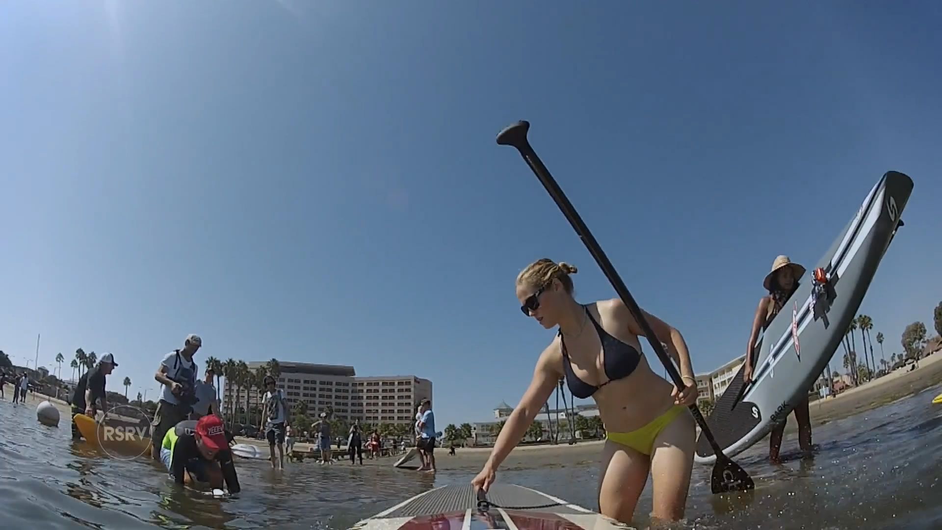 Erika Christensen Paddleboarding in a Bikini in Marina del Rey. 