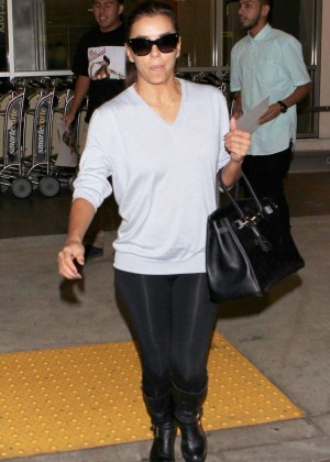 Eva Longoria in Leggings - Arrives at LAX Airport in Los Angeles