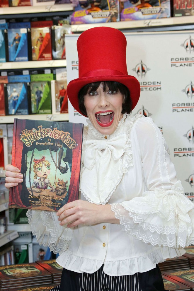 Evangeline Lilly Promotes Her Book 'The Squickerwonkers' in London
