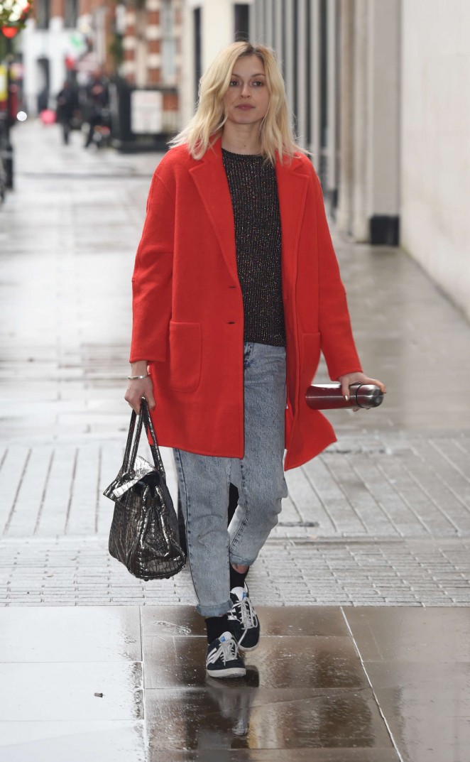 Fearne Cotton in Red Coat at BBC Radio 1 Studios in London
