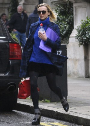 Fearne Cotton in Black Mini Skirt Out in London