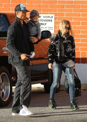 Fergie with her family out in Santa Monica