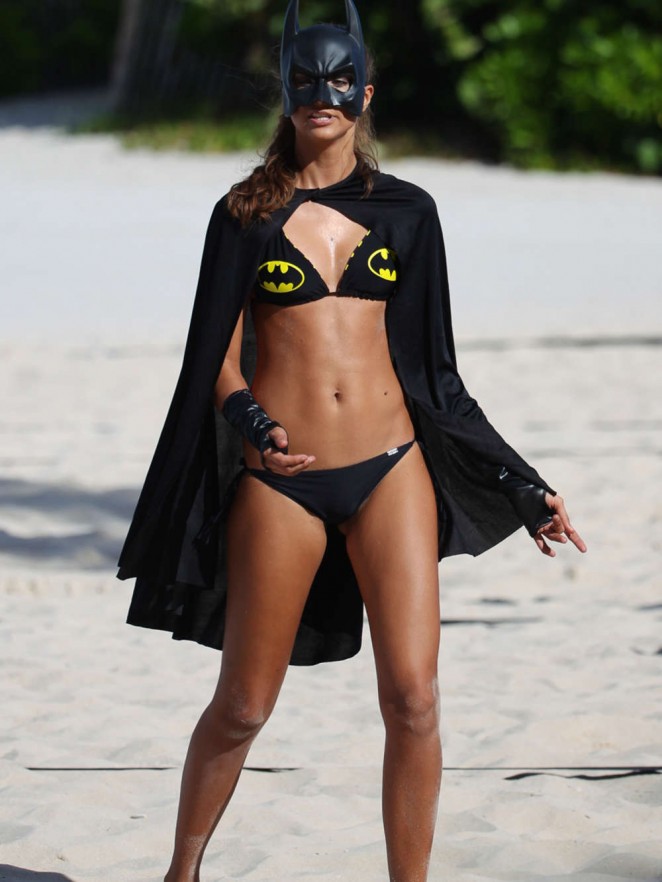 Fernanda Uesler - Wearing Batman Bikini on Halloween in Miami