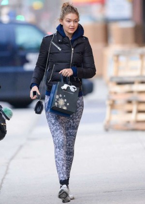 Gigi Hadid in Leggings Shopping in SoHo