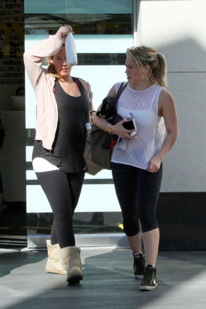 Hilary and Haylie Duff in Tights at a Gym in West Hollywod